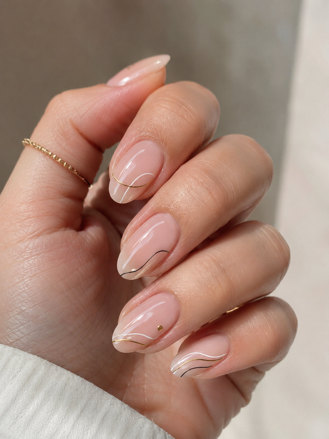 Minimal Line Art Gel Nails